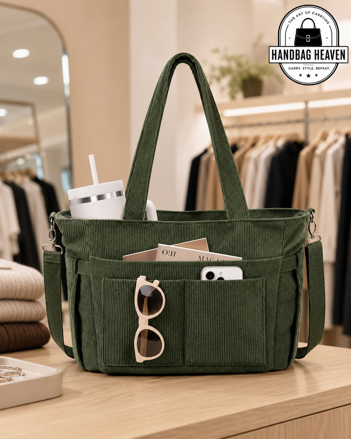 Women’s Corduroy Work Tote Bag